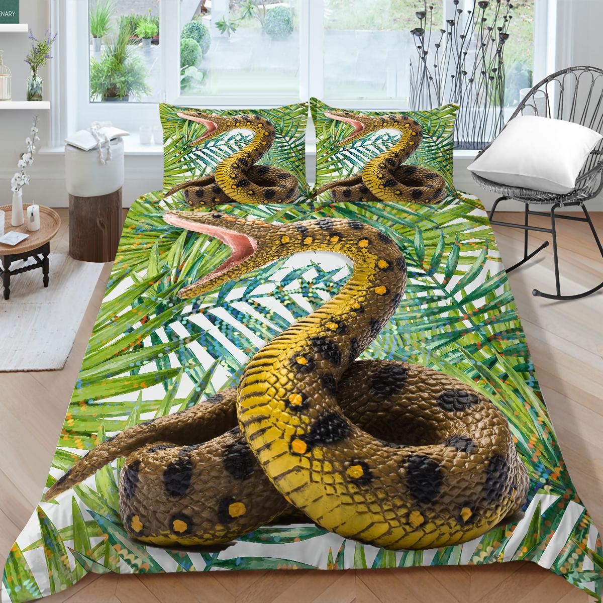 

Одеяло и наволочка с 3D принтом Python, комплект постельного белья для односпальной/двуспальной кровати в Австралии, ЕС, США, полноразмерный комплект постельного белья Baby 100x135cm