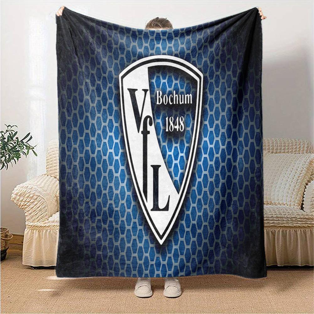 Bochum Crest Flannel Blanket, Soft Polyester, Modern Design, All-Season for Camping, Travel, Gifts for holidays or birthdays
