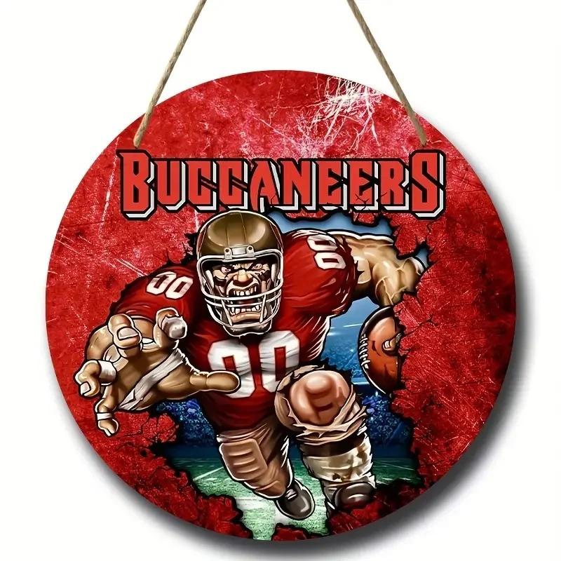 American Football Round Wooden Sign, home Room Holiday Festivals Front Sence Door Wall Hangng Art Sign Decor, Gift for Rugby Fans