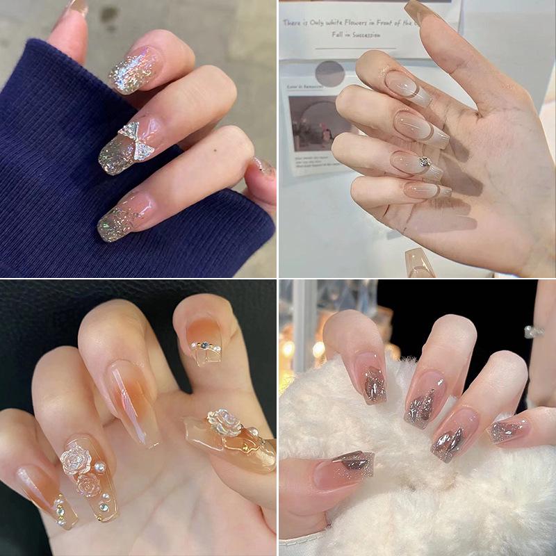 

Носимый маникюр в стиле инфлюенсеров Xiaohongshu: Съемные французские шикарные милые и пикантные накладные ногти для девочек