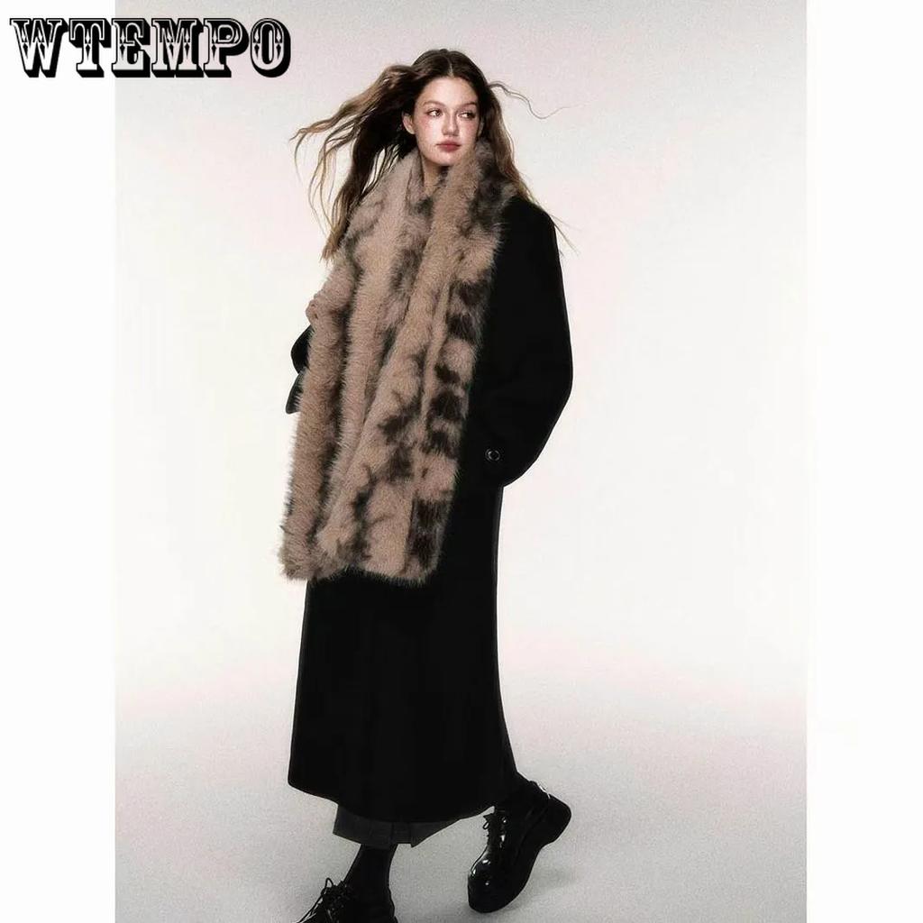 WTEMPO Women's Retro Elegant Leopard Printed Plush Scarves Cold-proof Windproof Warm Outdoor Scarves Autumn Winter Casual Versatile Scarf Shawls
