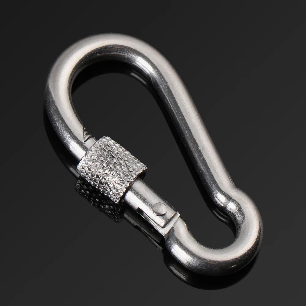 5pcs Stainless Steel Lock Ring M4-M12 Safety Snap Hook Carabiner Spring Snap Quick Link Outdoor Camping Gear Equipment.