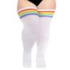 Knitted Thigh High Socks Plus Size Leg Warmer Rainbow Striped Tube Socks  Thick Thighs