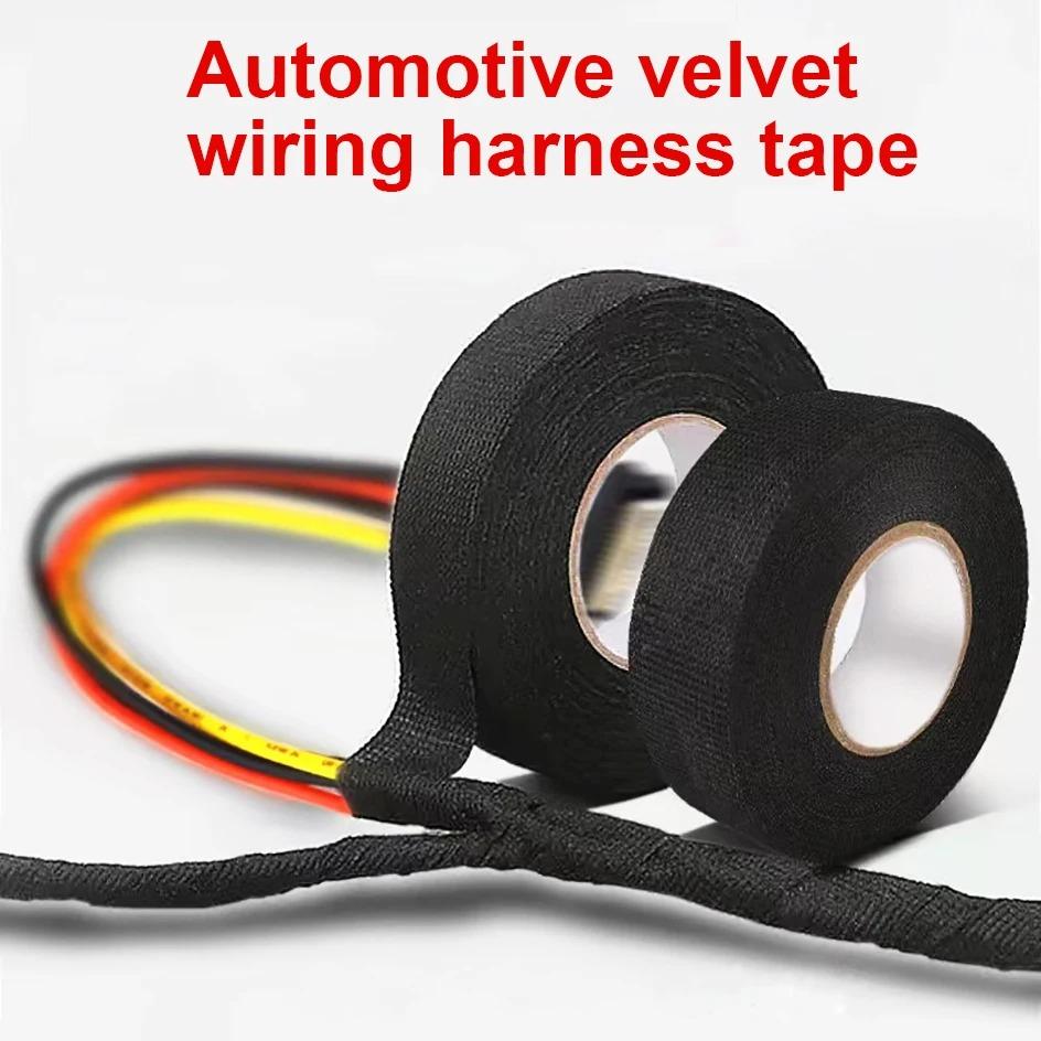 1pc 15m/590.55in Wire Harness Automotive Cloth Tape Adhesive High Noise  Proof Fabric Electrical Tape for Wrapping Wiring