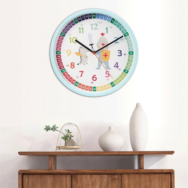 Educational Learnings Clock for Kids Alarm Clock for Kids Clear and Quiet Kids Clock Simple Battery Operated Wall Clock