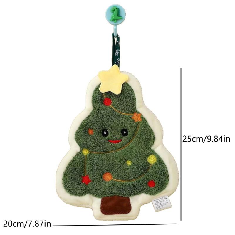 Coral Fleece Christmas Santa Claus Hand Towels Water Absorption Quick-Drying Hand Towel Christmas Tree Bell Kitchen Bathroom