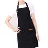 Waterproof Canvas Apron Adjustable Pocket Design Portable Cooking Apron for Kitchen Garden Work Black