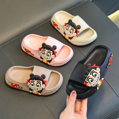 Chinelos EVA Nezha infantis para meninos e meninas, de verão, para banho, interior, banheiro, casa de bebê, antiderrapantes