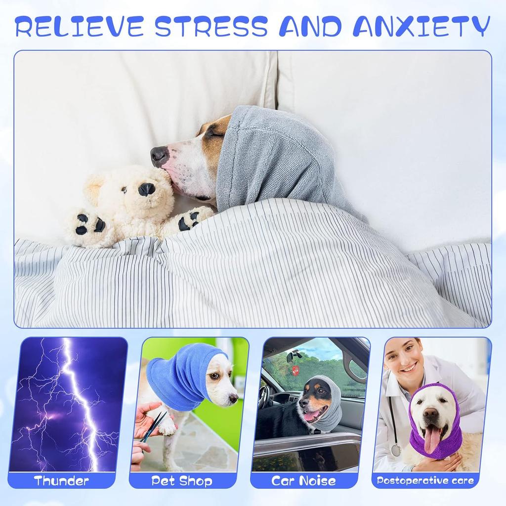5 Pcs 3 Size Dog Head Wrap Neck Warmer Dog Neck and Ears Warm Winter Pet Snood Ear Cover Ear Wraps Soundproof for Calming Cat Puppy Anxiety Relief