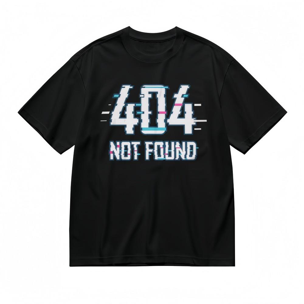 

Men s T-shirt With Bold 404 NOT FOUND Cyberpunk Design Unisex Black 100% Cotton XL