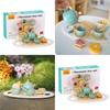 Children Pretend Play Tea Set With Wooden Pots And Cakes For Imaginative Kitchen Play