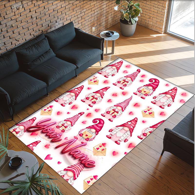 Gnome Theme Crystal Velvet Rug Personalized Custom Name Text Soft Floor Mat Home Decor