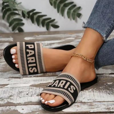 Fashionable Classic Simplicity Sandals Women'S New 2024 Slippers Cloth Cover Letter Outdoor Casual Flat Bottom Slippers