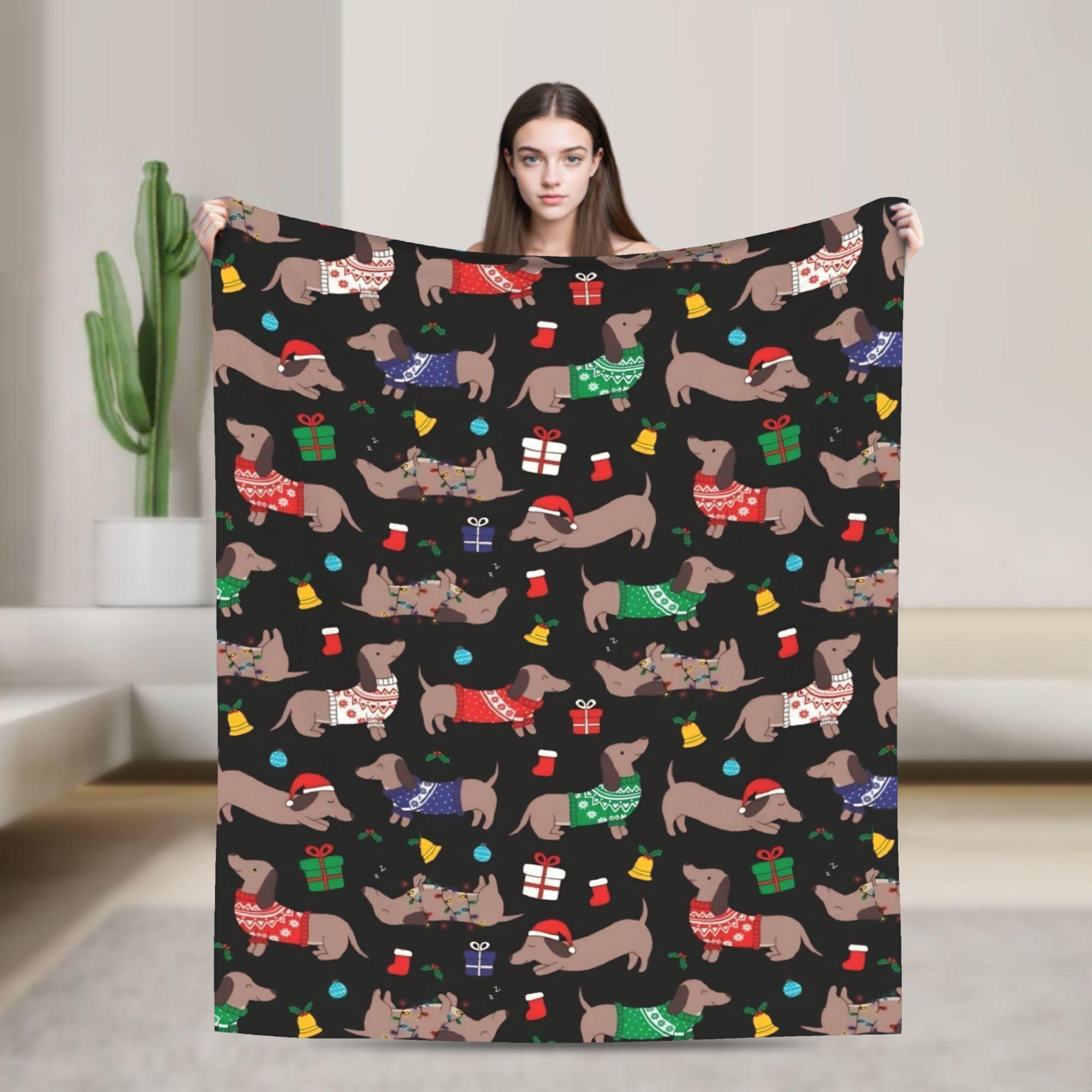 

Dachshund I Love Pets Blankets Dogs Animal Wool Throw Blankets Airplane Travel Portable Soft Warm Bedsprea 200x150cm 80x60in