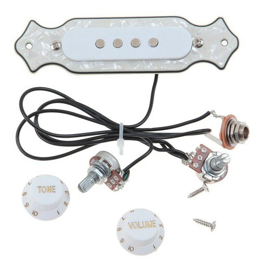 Pre-wired 4 string Single Coil Soundhole Pickup Harness with Volume &Tone Pots for Electric Guitar