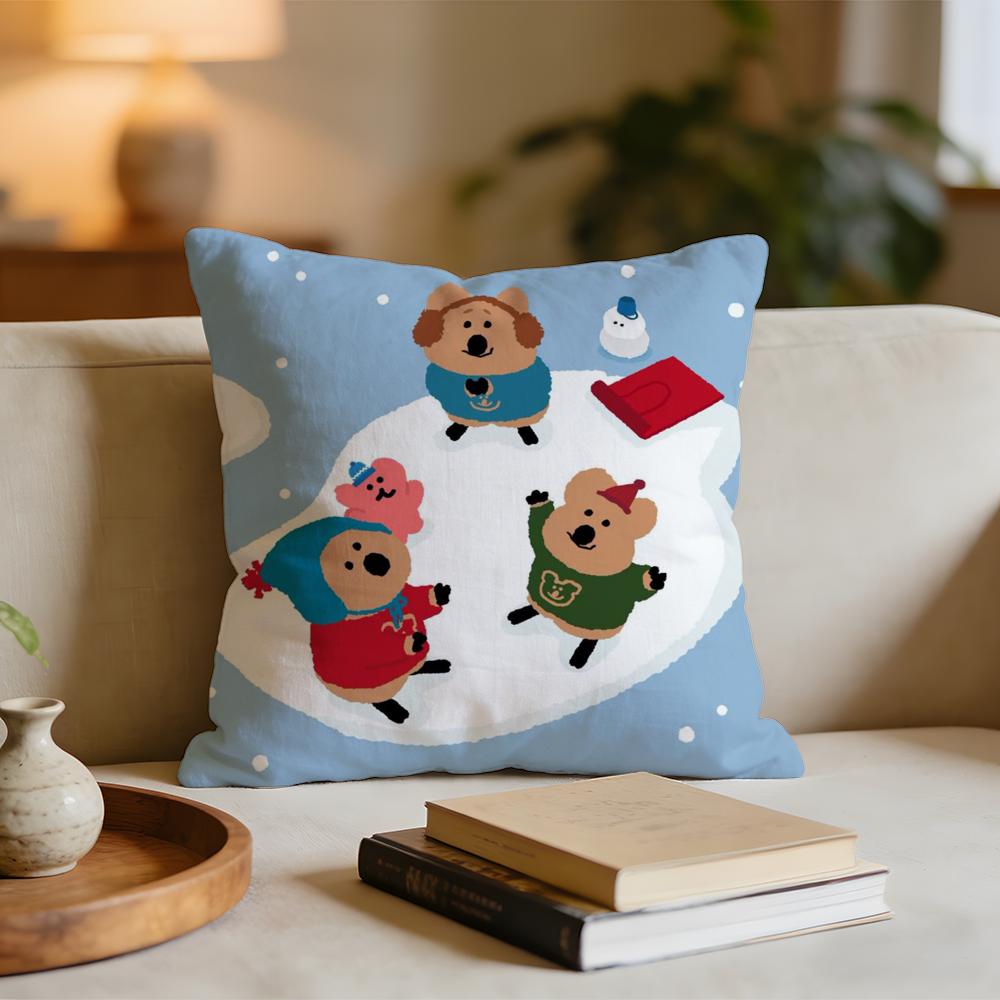 Cartoon DDinotaengs Cute Cushion Cover Short plush pillowcase for bed sofa carwashable