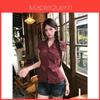 Korean Vintage Plaid Short Sleeve Shirt With Slim Fit For Summer Fashion Enthusiasts