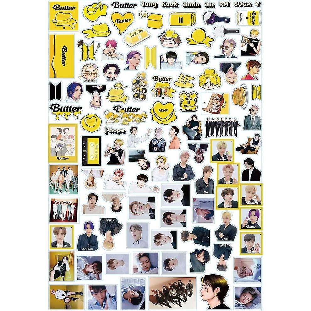 Bangtan Boys Sticker Pack 178Pcs Butter Sticker New Ablum Butter BE Cartoon Waterproof Sticker for Laptop skis BANGTANBOYS Sticker