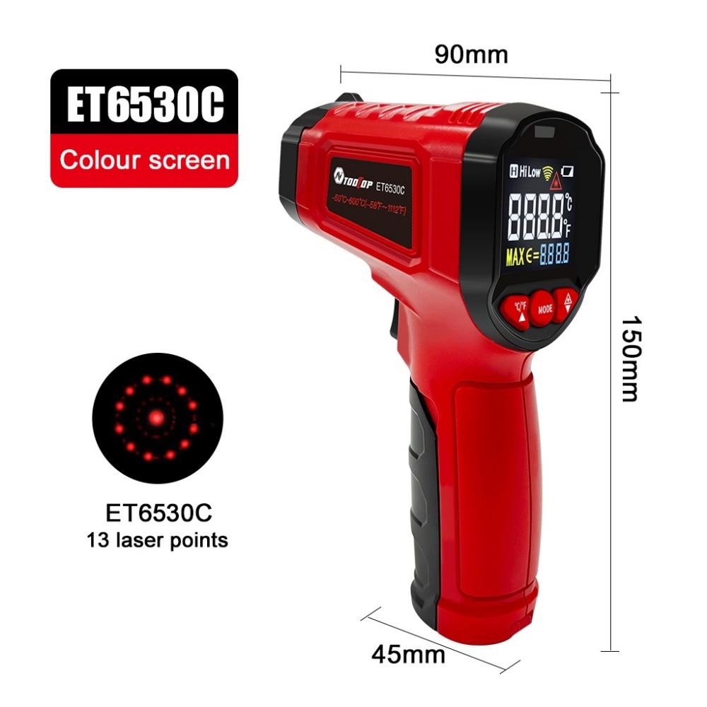 ET6530C -50°C-600°C Handheld Digital Thermometer Laser Backlight Display Industrial Thermometer for Kitchen Outdoor Car