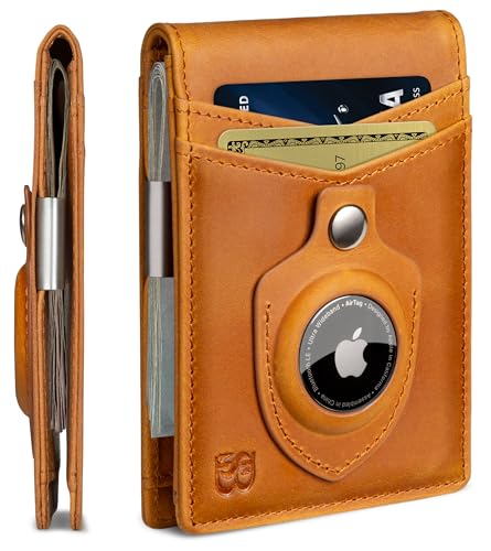 SERMAN BRANDS Portafoglio con Fermasoldi - Portafoglio da Uomo Sottile per Tasca Anteriore Porta Carte con Blocco RFID Bifold Mini Minimalista, 4,3 x 3,1 x 0,6 pollici