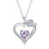 Rose Flower Love Heart Jewelry Wife Girlfriend Mom Daughter Anniversary Birthday Gift 12 Birthstone Necklace for Women
