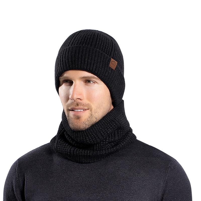 Winter Knit Hat Scarf Set For Men With Warmth Protection