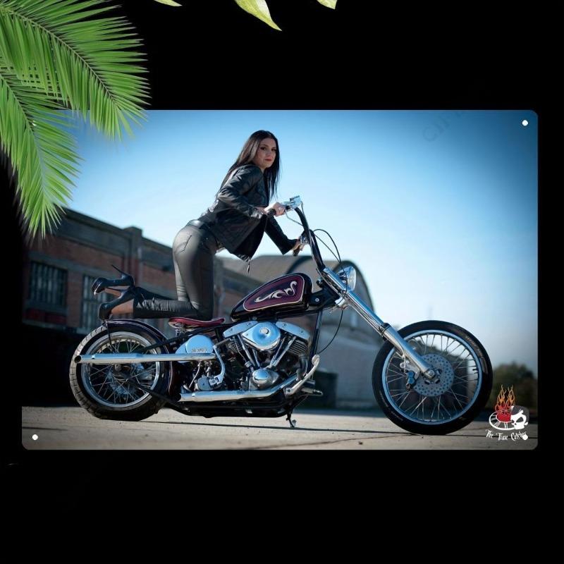 Motorcycle Metal Wall Sign, Garage Bar Decor 20x30cm