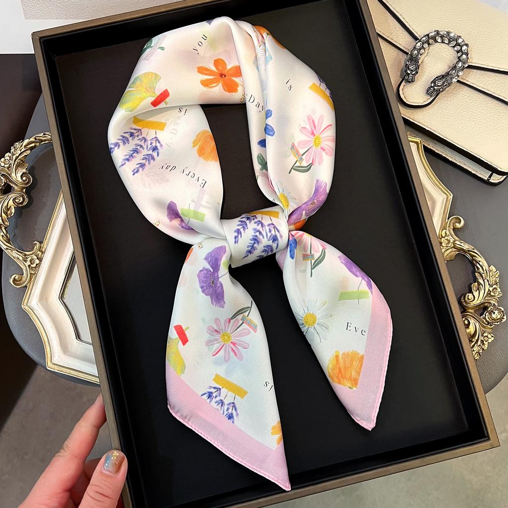 Women S Fresh Printed Square Scarf Fashion Versatile Summer Sun Protection