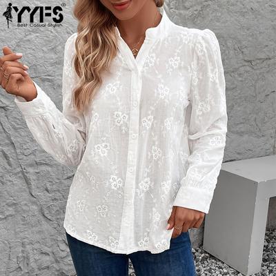 Moda Donna Casual Primavera Autunno Colore Unico Stampa Floreale Manica Lunga Collo Alto Camicette & Camicie