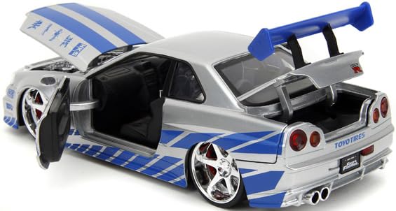 Kyosho Jada Toys Fast & Furious Serie Nissan Skyline Silber Fertigmodell JADA97158 & 1/24 F&F GT-R (R34) (Brian)