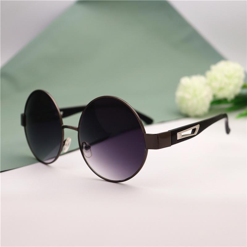Round Retro Sunglasses Men'S Sunglasses Trendy Eyes Prince Glasses Personalized Sunshade Metal Frame Round Frame Black