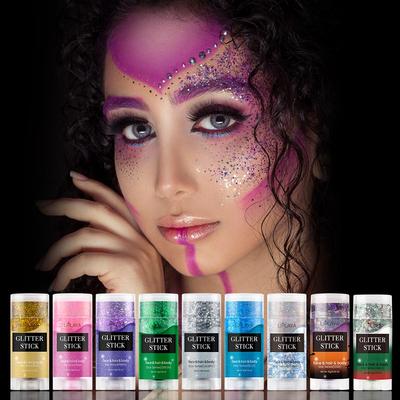 9 Colors Party Glitter Stick, Rotating Mermaid Face Glitter Stick, Rainbow Glitter for Face/Body/Hair/Eye, Washable Glitter-16g