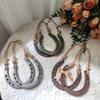 2pcs Lucky Horseshoe with Rope Ornaments Set Meaning Good Luck and Fertility Christmas Tree&Window Hanging Ornament Wedding Gift