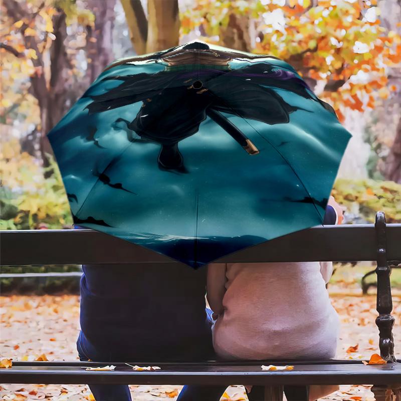 1 Stück Automatischer Faltregenschirm - Roronoa Zoro Muster Tragbares faltbares Design mit 8 Speichen Weihnachts-Geburtstagsgeschenke