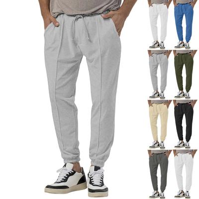 Men's Long Pants, Elastic Waist Drawstring, Lightweight, Slim Fit, With Pockets, Comfortable And Breathable Linen Long Pants