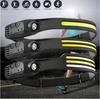 Rechargeable COB LED Headlamp with Sensor Switch USB Charging 5 Modes Waterproof Headlight for Camping Fishing Outdoor Work