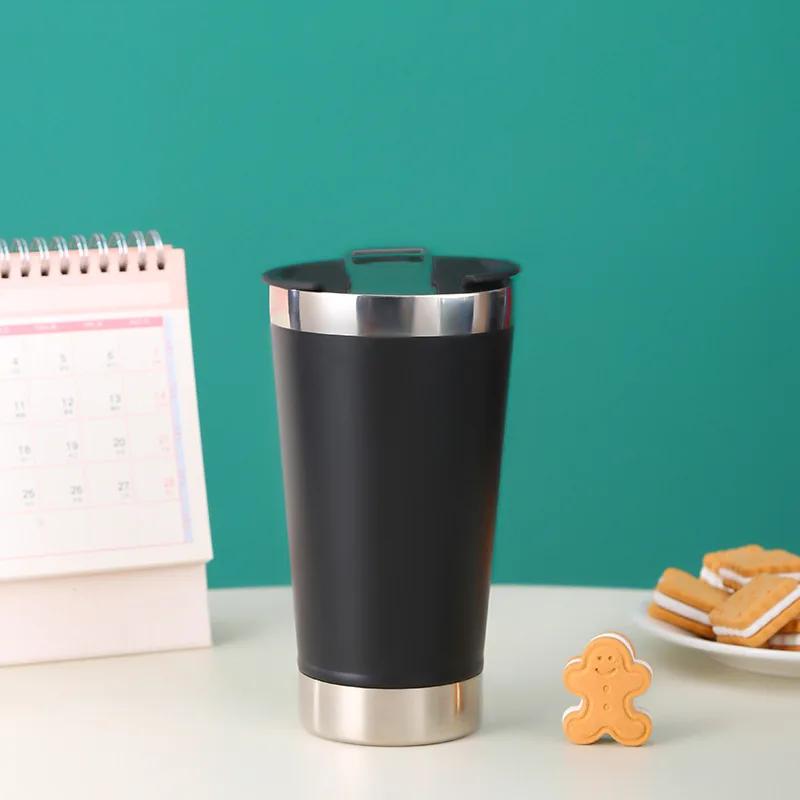 

500 мл пивные кружки термокружка с открывалкой для бутылок крышка из нержавеющей стали термос бутылка для чая термокружки для холодного пива термосы 500ml чёрный