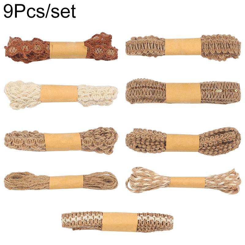 

9 шт. Винтажная плетеная джутовая лента, прочная антикварная веревка для рукоделия, проекты ручной работы, кружевная отделка, шнур из натуральных волокон, 2 м 2m