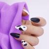 Trendy Press-On Cow Print Nails - Black & White, High-End Style, 24 Piece Set