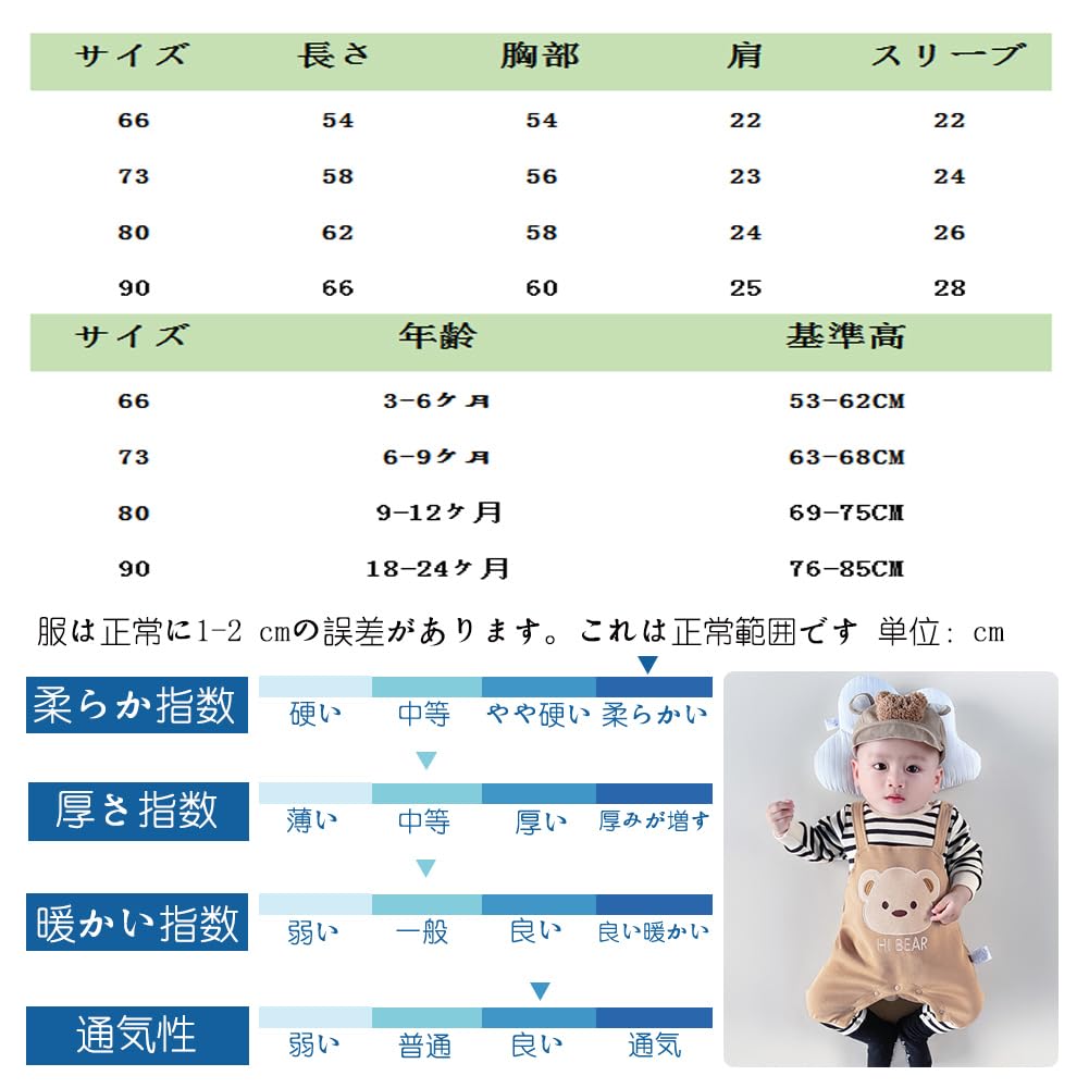Reegoo Peter Baby Boys Romper Cute Long Size Months Coverall, Open-Front Sleeves, Khaki, 66, 3-6