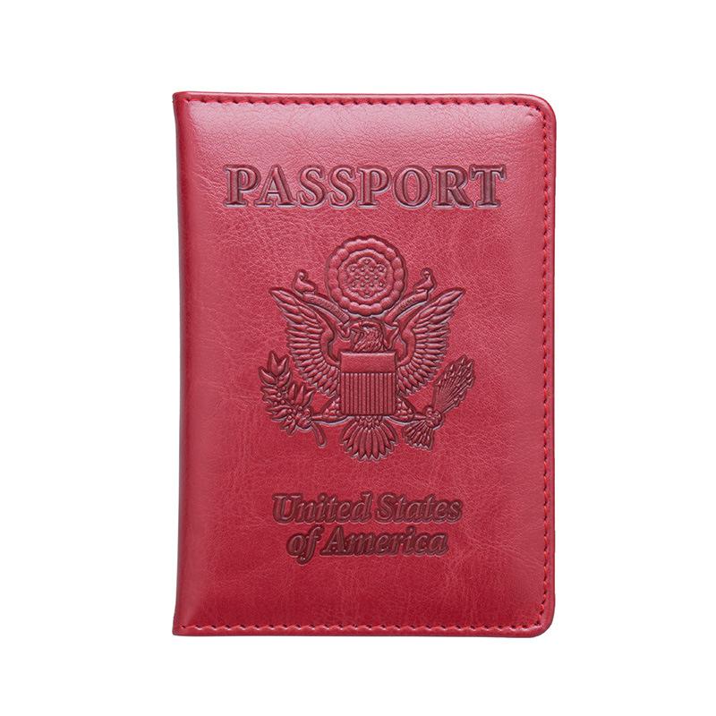 New US Passport Holder Leather Thin Passport Covers Golden Copper Corner Id Card Holder Plane Ticket Holder Travel Accessories