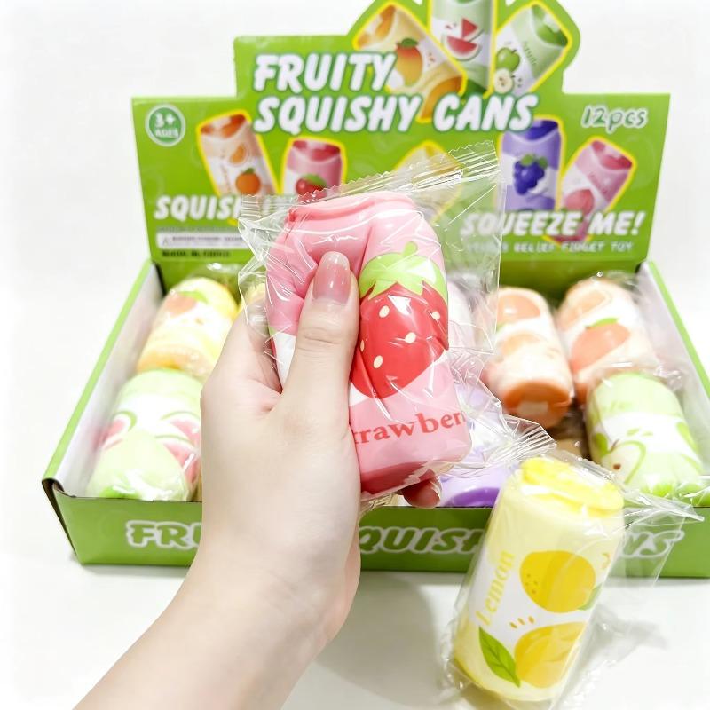 Hot Soda Can Squishy Toy Fruit Strawberry Watermelon Grape Slow Rise Squeeze Toy Beverage‑Shaped Stress Relief Play Party Gifts