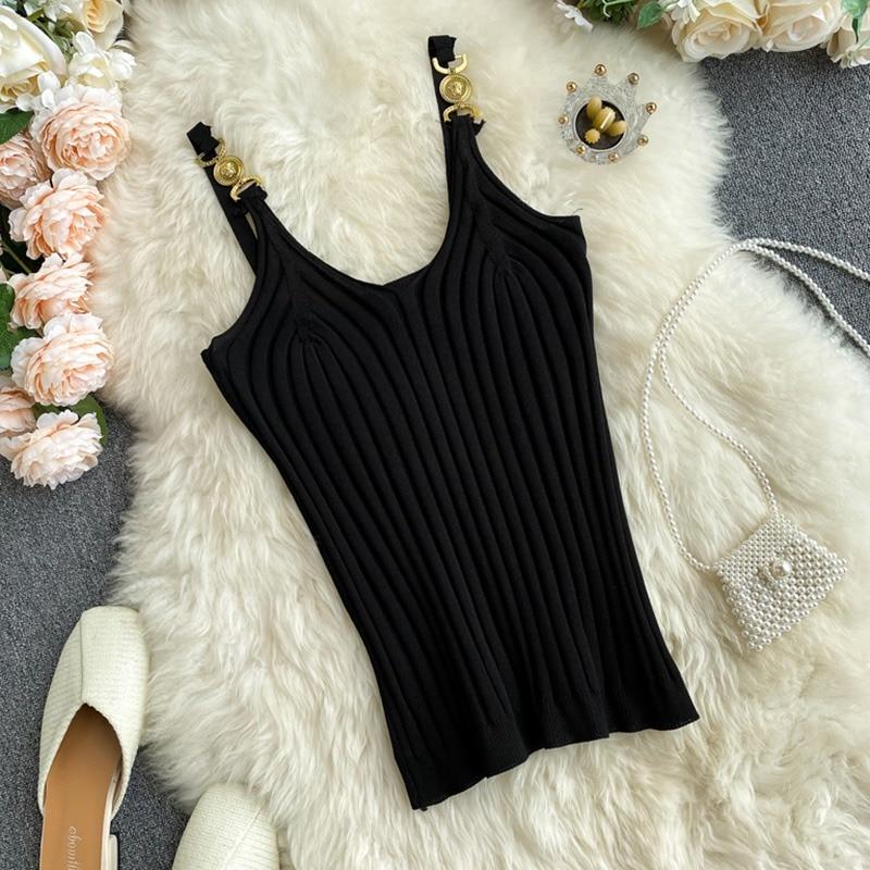 

Женские летние базовые топы, сексуальный укороченный топ без рукавов с ремешками, женский повседневный однотонный вязаный жилет в рубчик