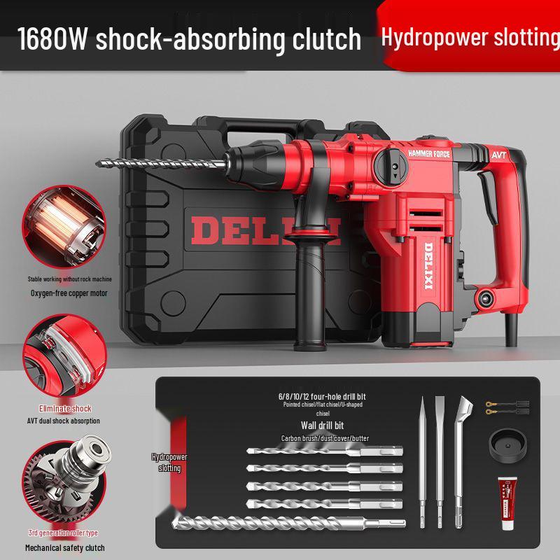 Delixi Multi-Function Electric Hammer & Drill - Industrial-Grade, Dual-Purpose, Lithium-Powered