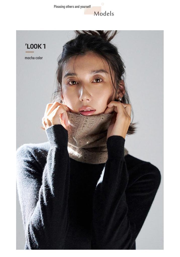 Women's 100% Pure Cashmere Knitted Neck Warmer Scarf - Autumn/Winter Hollow Fashion Style.