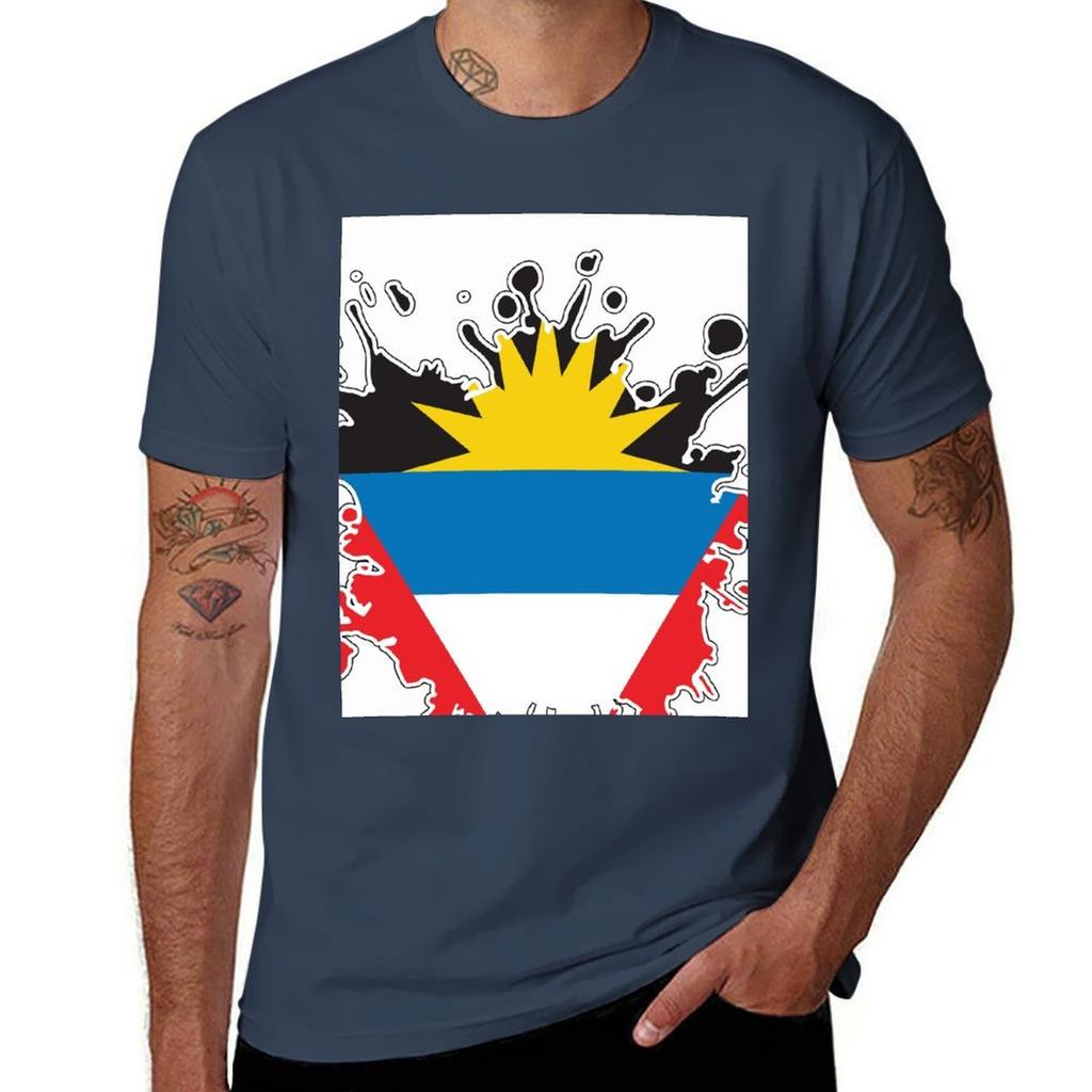 Antigua And Barbuda National Flag Splash Tshirt Lightweight Cooling Short Sleeve Tee Tshirt
