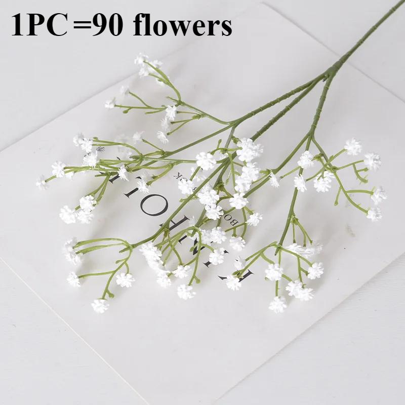 

90 52 см Искусственные цветы Baby Breath Пластиковая гипсофила DIY Букетная композиция Свадебный домашний декор (Многоцветный опционально) White 1PC