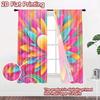 2D Flat Printing 2pcs Curtain Curtain Valentine's Colorful Heart Flower Digital Printed Polyester Drapes Party Decorations Use