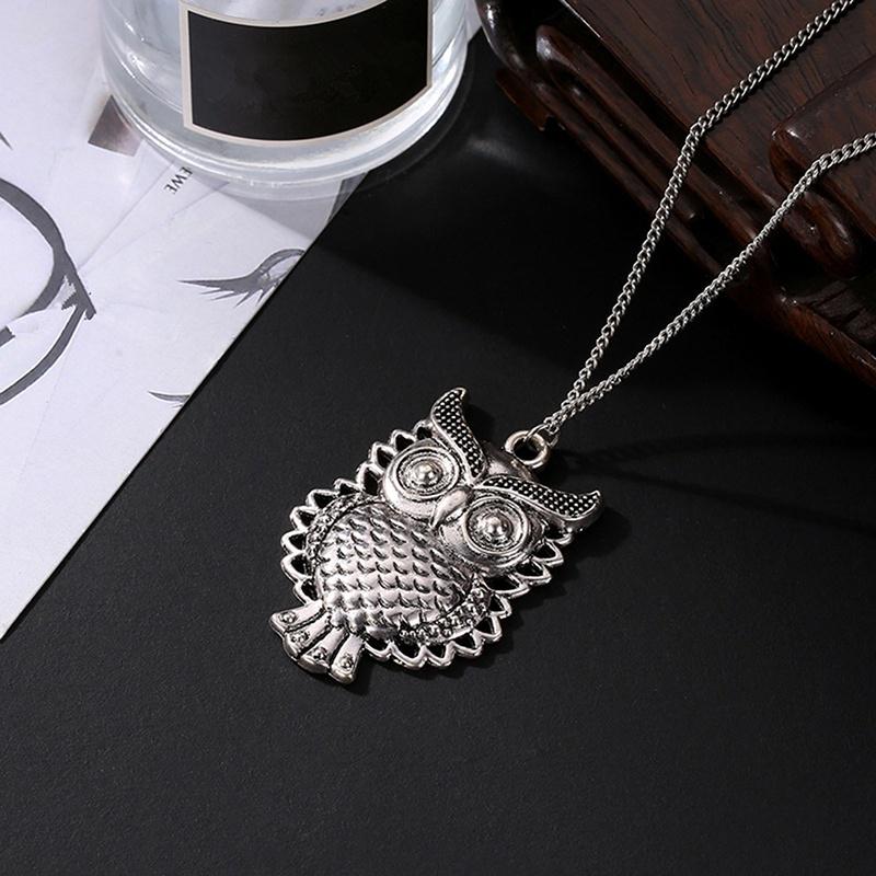 1pc Women Retro Vintage Blue Turquoise Owl Dragonfly Long Chain Necklace Pendant