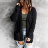 Women's Solid Color Pocket Mid Length Knit Cardigan Jacket Sweater